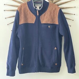 Duluth Trading Shetland Wool Windproof Sweater Jacket Full Zip Mens L Navy